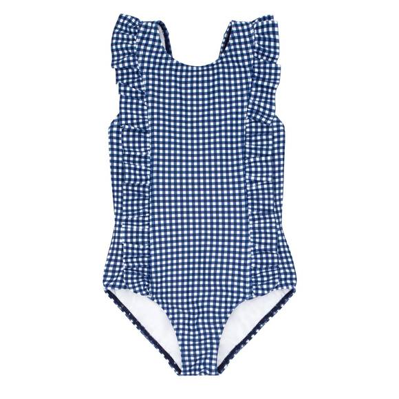Minnow Gustavia Gingham Ruffle Front Tie Strap One Piece